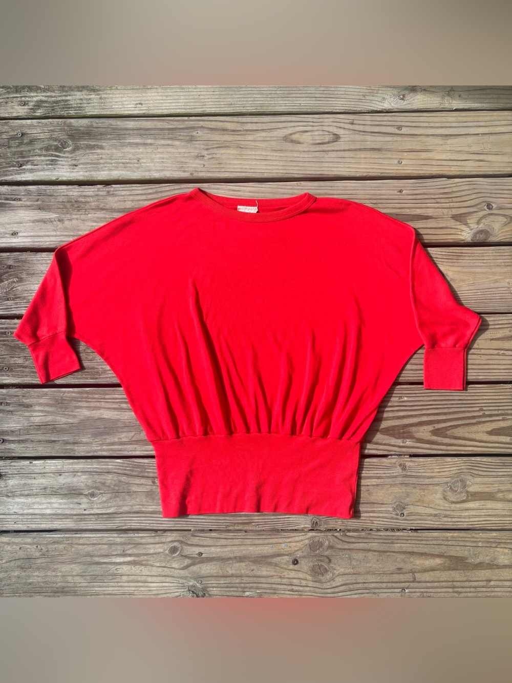 VTG ‘80s Hot Red! Dolman Sleeve Knit Top